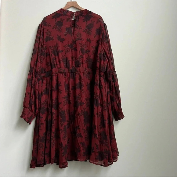 NEW TORRID Mini Turtleneck Crinkle Chiffon Pleated Dress Plus Size 5X Burgundy - Picture 10 of 16